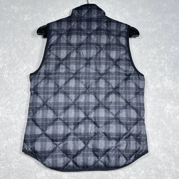 J. Crew Vest Womens Size Small Gray Black Plaid Mountain Puffer Trim 60% Down - Picture 6 of 11